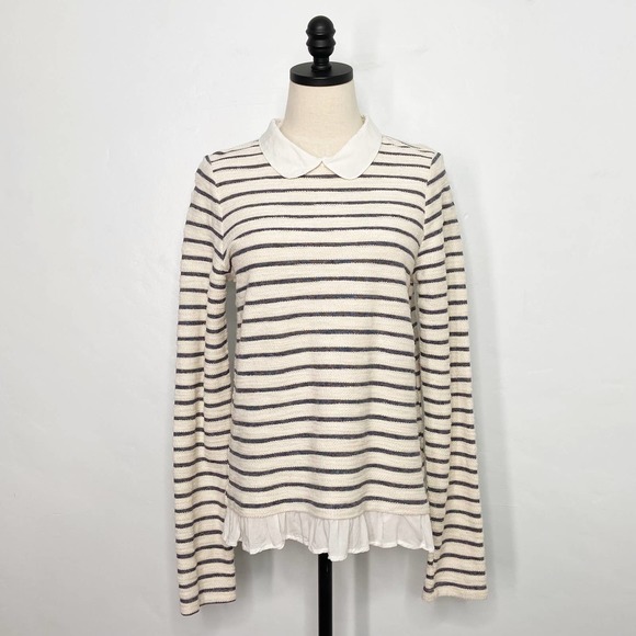 Freeway Tops - Freeway Striped Peter Pan Collar Top Sz L